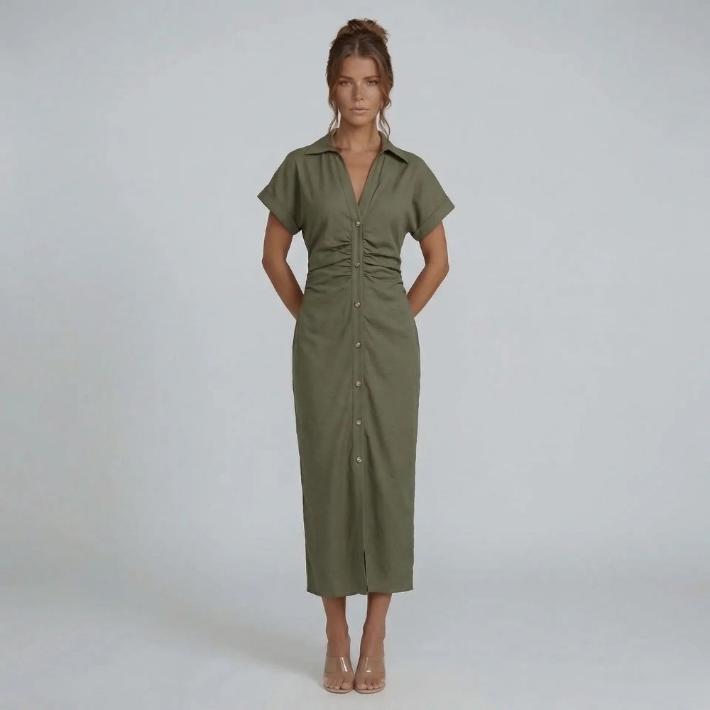 Cambria Button Midi Dress
