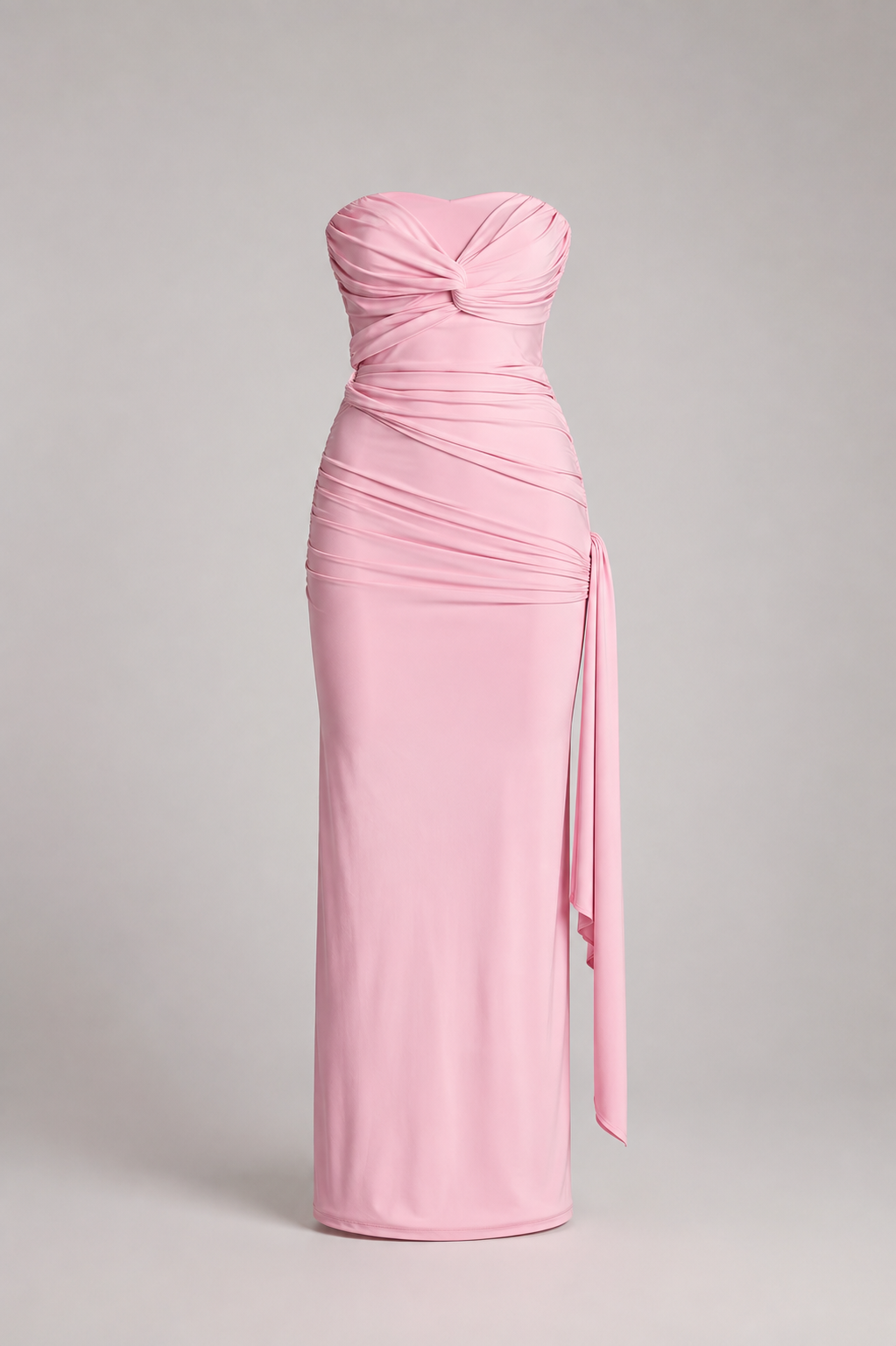 Pink ruched maxi dress of Ohlilyfashion