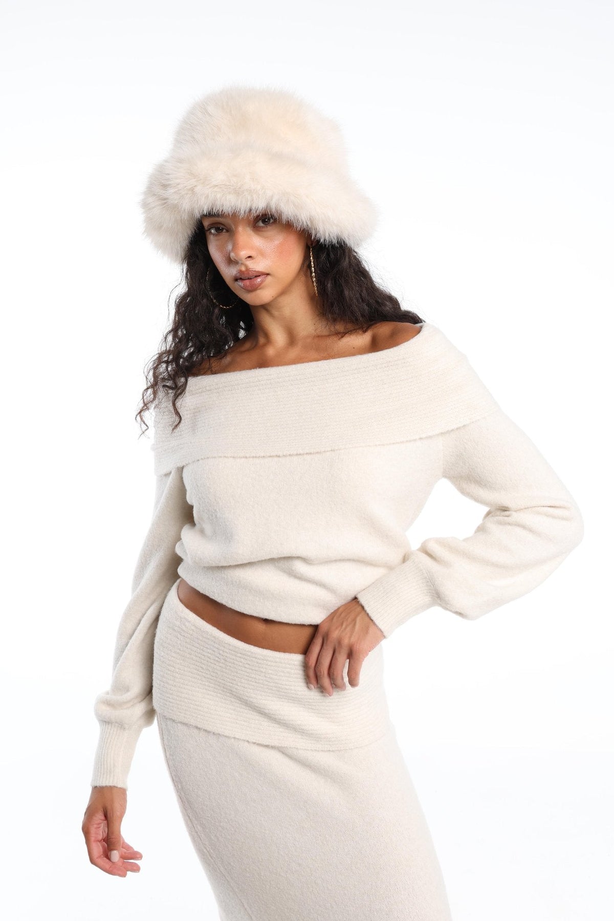 Women's beige maxi two piece set, front view