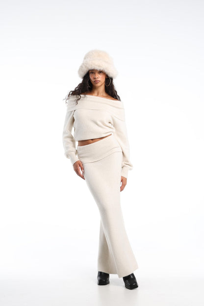 Beige maxi two piece set, third view