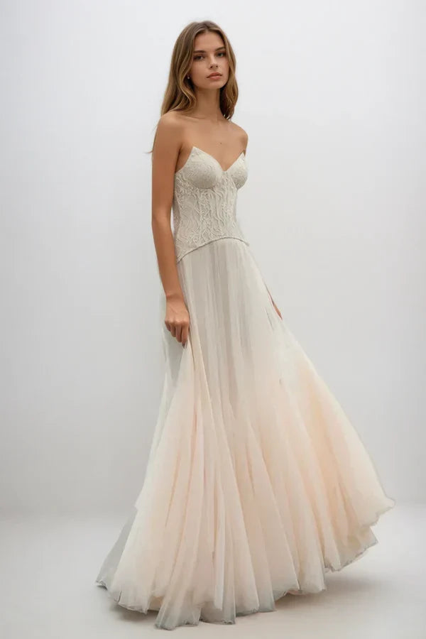Women's bridesmaid maxi dress, front view