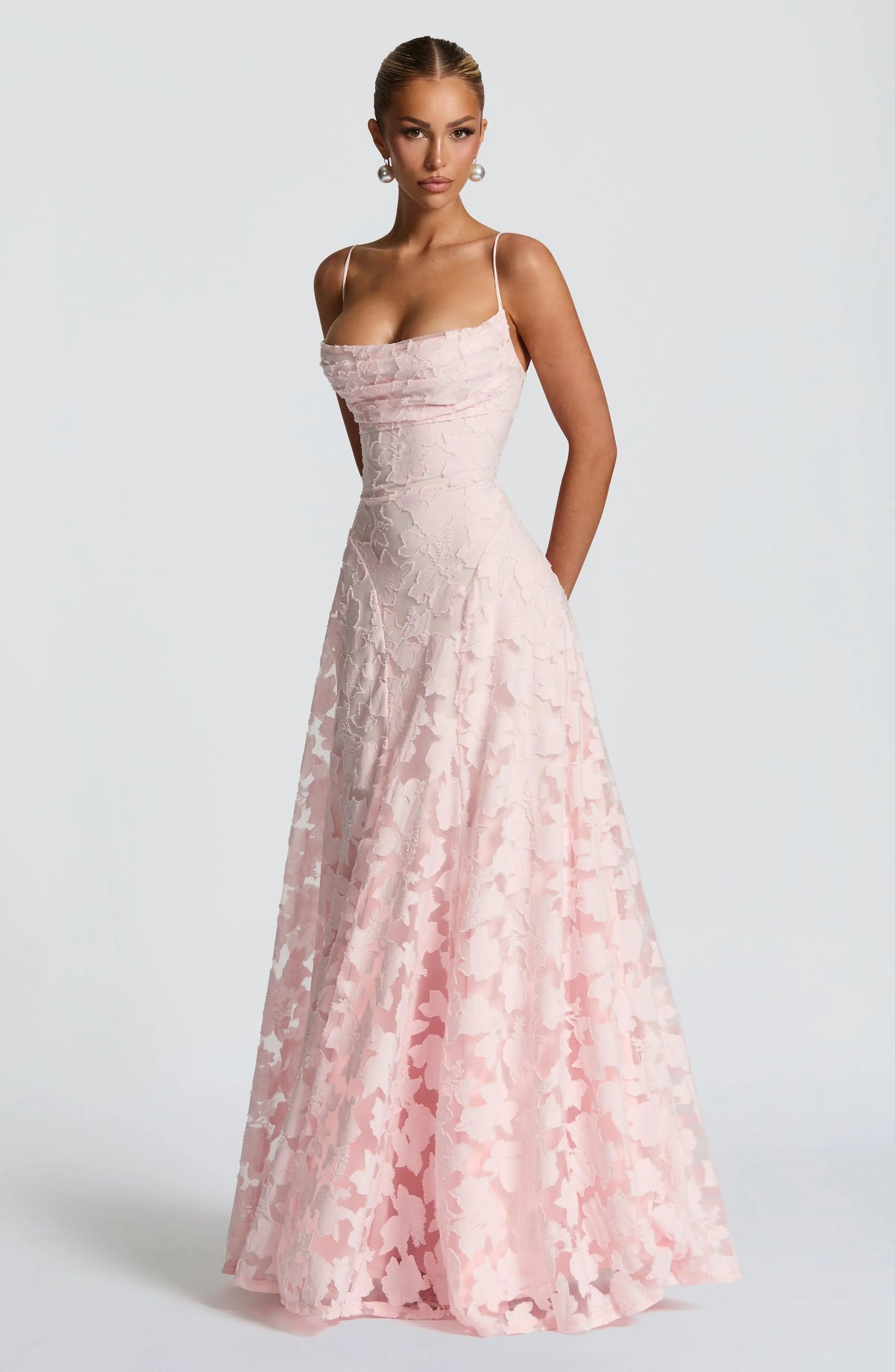 Soft pink maxi dress, third view