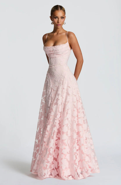 Soft pink maxi dress, third view