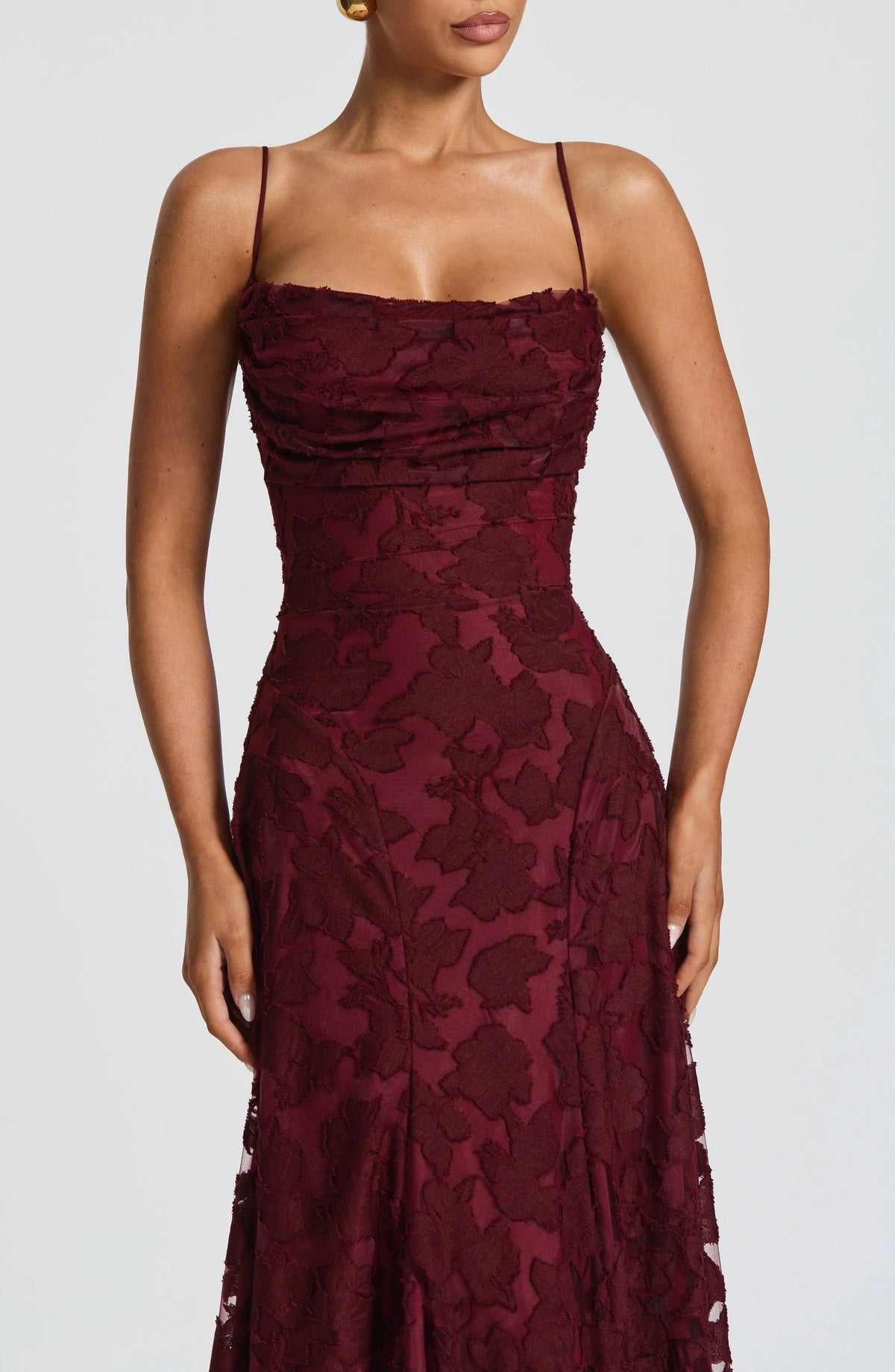 Cherry red maxi dress, second view