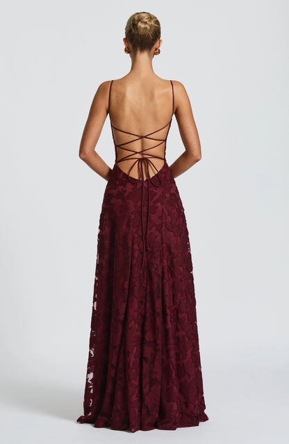 Cherry red maxi dress, fourth view