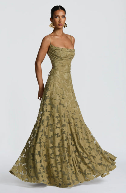 Sage green maxi dress, third view