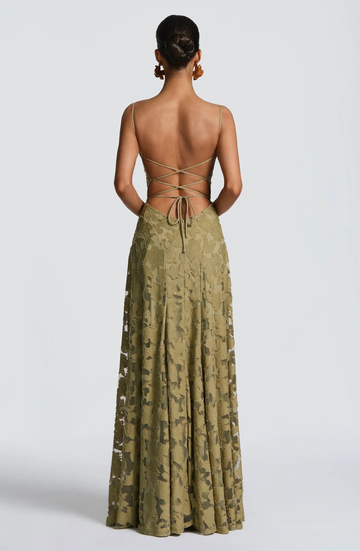 Sage green maxi dress, fourth view