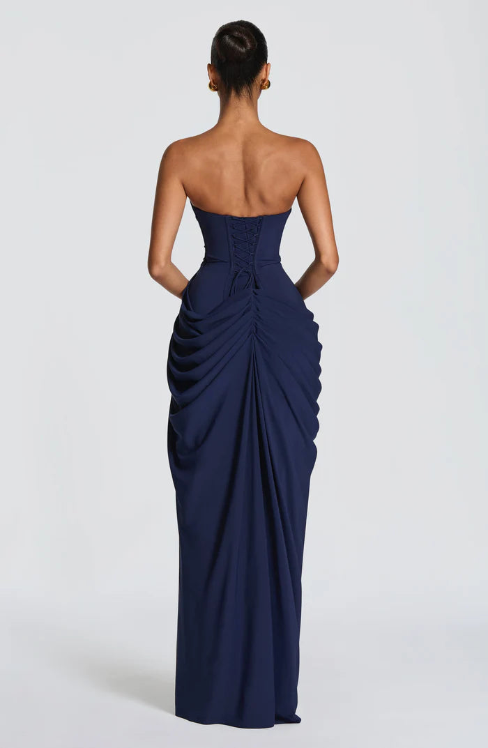 Navy floor-length maxi dress, fourth view