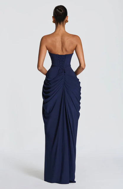 Navy floor-length maxi dress, fourth view