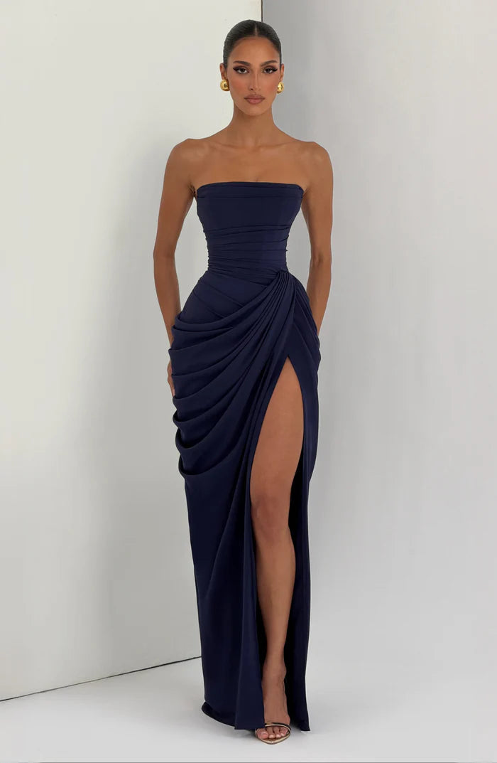 Navy floor-length maxi dress, fifth view