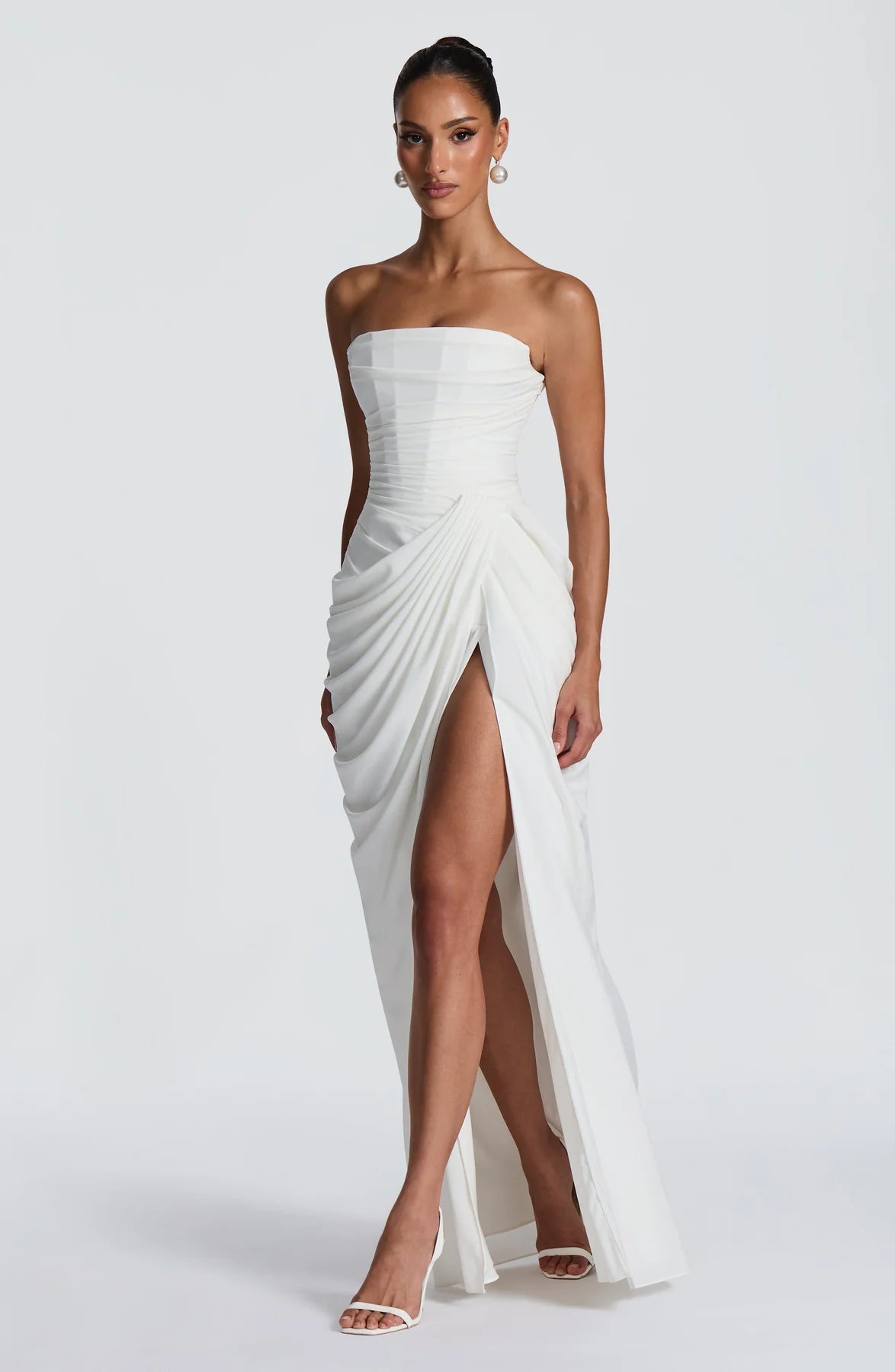 White floor-length maxi dress, third view