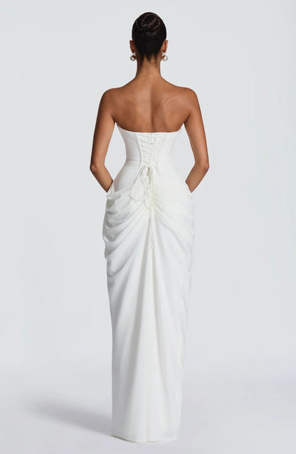 White floor-length maxi dress, fourth view