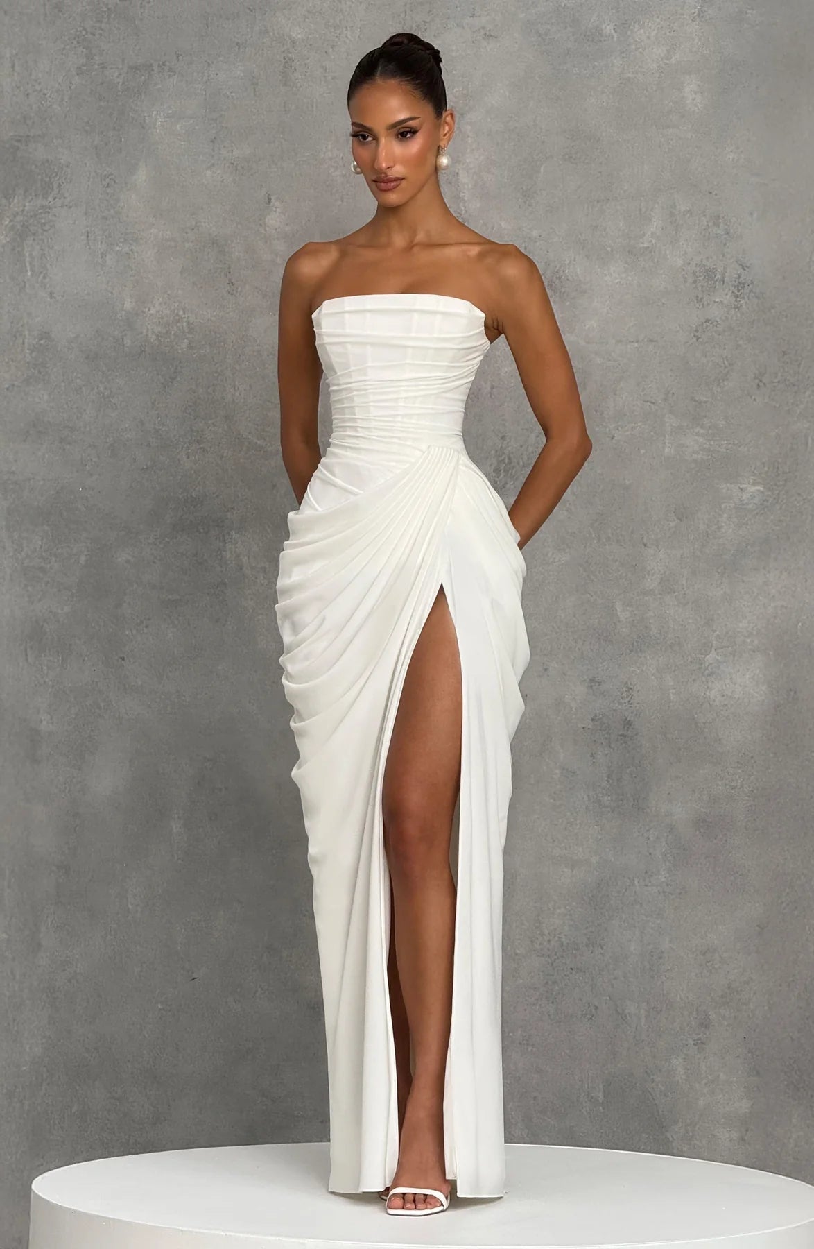White floor-length maxi dress, fifth view