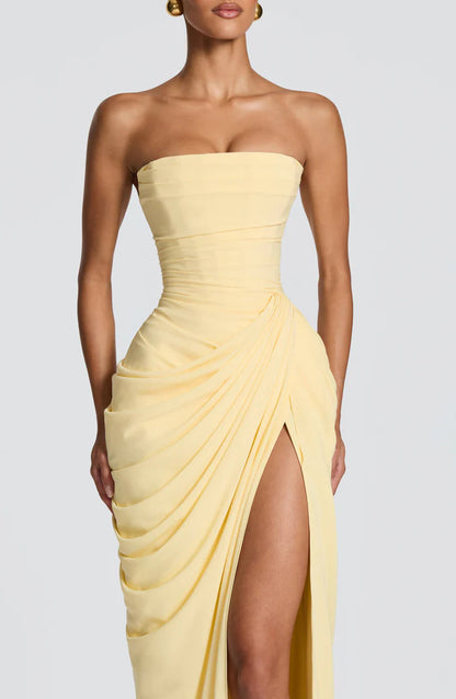 Yellow floor-length maxi dress, second view