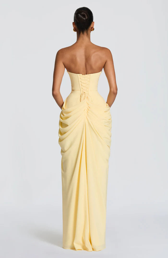 Yellow floor-length maxi dress, fourth view