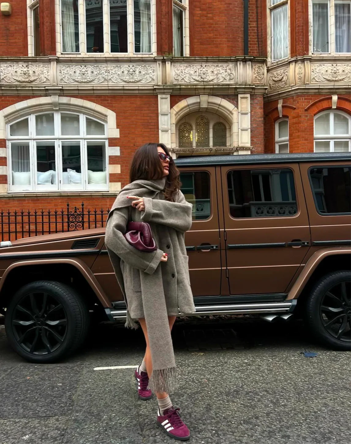 Grey oversized fall coat, fifth view