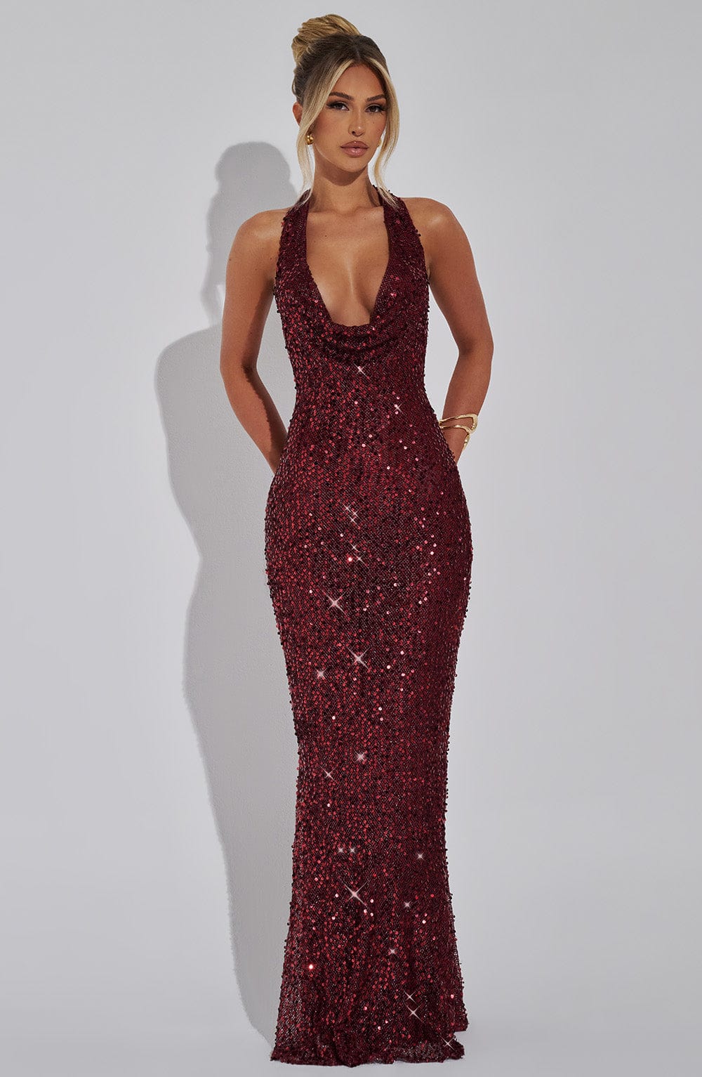 Women's cocktail maxi dress, front view