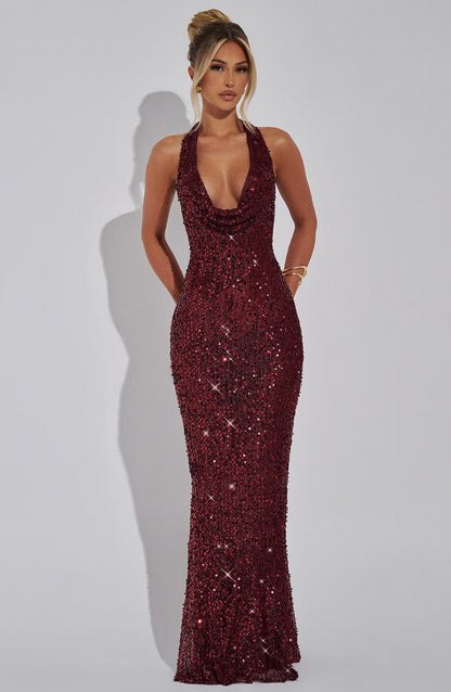 Women's cocktail maxi dress, front view