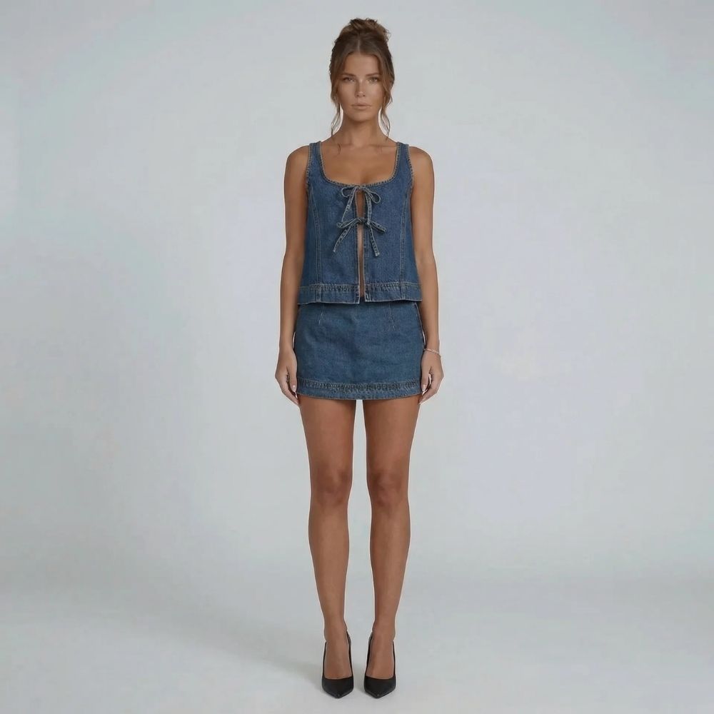 Daphne Tie-Front Denim Set