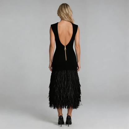 Elara Fringe Midi Dress