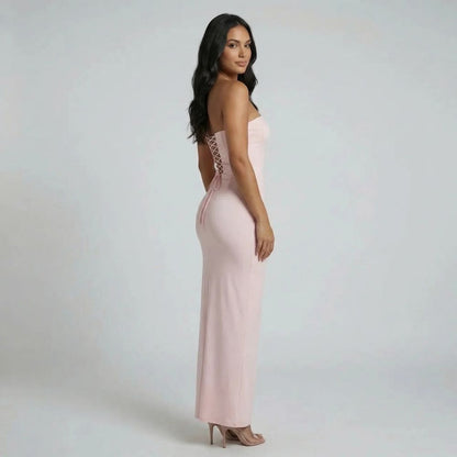 Elara Lace-Up Maxi Dress