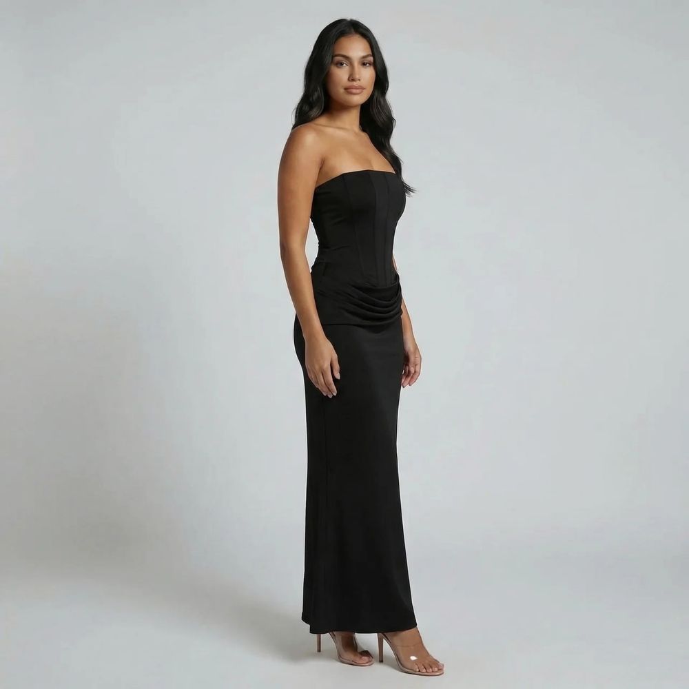 Elara Lace-Up Maxi Dress
