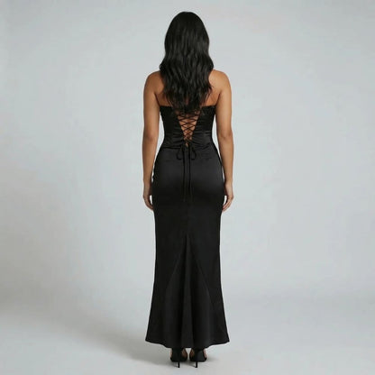 Elara Lace-Up Maxi Dress