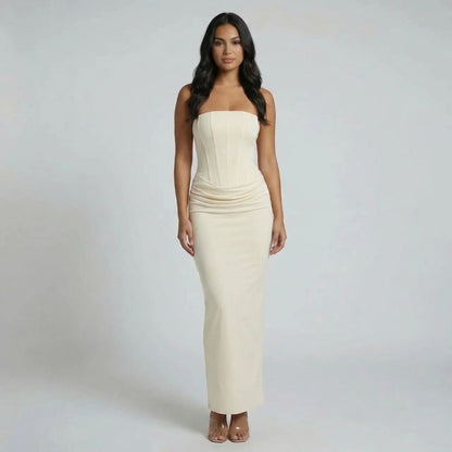Elara Lace-Up Maxi Dress