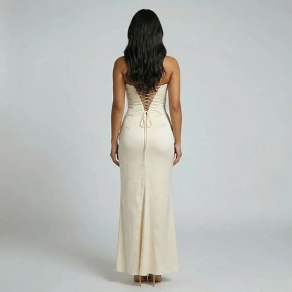 Elara Lace-Up Maxi Dress